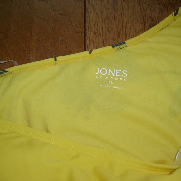 Jones New York Yellow Floral Print One Shoulder Cutout One Piece Swimsuit, XL - Picture 10 of 10